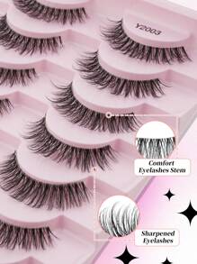 10 Pairs Natural Transparent Stem Lashes 3D Imitation Mink False Eyelashes, Suitable For Women's Daily Makeup And Date Wear