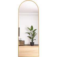 Full-Length Mirror, 60 X 165 Cm, Curved Standing Mirror, Full-Length Mirror, Wall-Mounted, Leaning Mirror, Standing Mirror, Full-Length Mirror As A Dressing Mirror For The Living Room, Gold - 金色-60x165cm - 查看 12