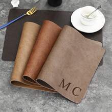 Personalized Placemats For Dining Table - Custom Letter Monogram & Name Placemats - Luxury PU Leather Table Mats For Kitchen & Dining Decor - Elegant Wedding Gifts For Couple, Bridal Shower, Anniversary - Unique Housewarming Gift, New Home Gift - Christmas, Father's Day, Mother's Day, Birthday Gifts For Mom, Dad, Husband, Wife - 30x40cm Waterproof & Wipeable Place Mats
