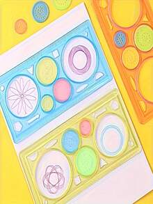 多功能几何螺旋绘图尺工具，艺术学校用品，办公文具，返校礼物，生日礼物，节日礼物，粉色，价格实惠 - 彩色 - 查看 13