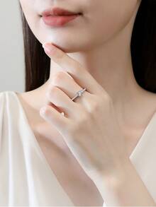 Kaletine 925 Sterling Silver Small Moissnaite Ring For Women Simple Sparkling Round Finger Rings 1 Piece - Silver - View 5