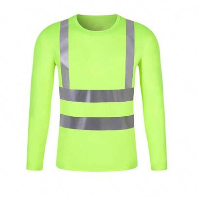 Reflective Crew Neck Long Sleeve Summer Work Uniforms, Protective Workwear For Transportation, Clothing For Management And Construction Personnel, Suitable For Both Men And Women