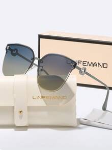 LINFEMAND 时尚无框猫眼装饰时尚眼镜，适合女士，适合夏季海滩、派对、宴会、旅行、节日礼物 - 彩色 - 查看 8