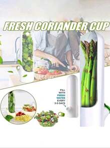 1 pieza/2 piezas Recipientes para mantener la frescura de los vegetales, mantiene el cilantro y los espárragos frescos, adecuado para uso en el refrigerador, conserva la frescura de las hierbas envasadas, almacenamiento de menta en el refrigerador, mantiene los vegetales frescos durante 2-3 semanas, suministros para preservar vegetales, útiles escolares, regalo del Día de Acción de Gracias, Festival de la Cosecha, Cena Familiar