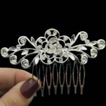 Kit 2 Pentes de cabelo com strass, clipe de flor acessórios para cabelo