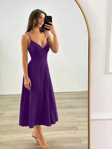 Vestido casual y sexy de punto de unicolor para vacaciones