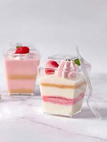 50pcs/Set Mini Dessert Cups With Lids, Pudding Jars, Summer Dessert Cups, Ice Cream Cups, Mousse Cake Cups, Suitable For Mother's Day, Birthday Party, Back To School, Graduation, Wedding Party, Singles Party, Halloween, Christmas And Other Holiday Parties