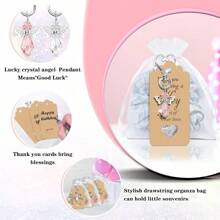 20 Stücke Engel Schlüsselanhänger, Engelsflügel Anhänger Schlüsselanhänger mit Danke-Anhängern und Ziehbandsäckchen aus Organza, Hochzeits-Party-Gastgeschenke, Tauf-Geschenke