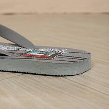 Men's Fashion Flip Flops With Coconut Tree & Letter Pattern, Beach, Party, Home & Outdoor Wear, Summer - Dark Grey - View 5