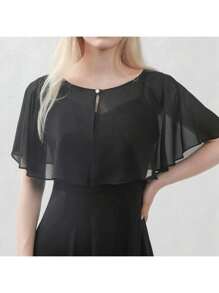 1 pezzo Scialle cardigan in chiffon morbido da donna per l'estate, perfetto come stola da sposa per cerimonie serali e come mantellina parasole per accessori fotografici da donna