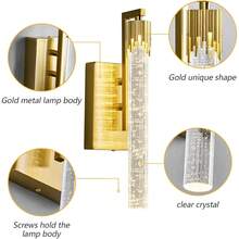 Gold LED Wall Sconce With Bubble Crystal Stick Wall Light Modern Bathroom Vanity Light Fixture For Bedroom Bedside Hallway(2-Pack) - 2- Gói - Xem 7