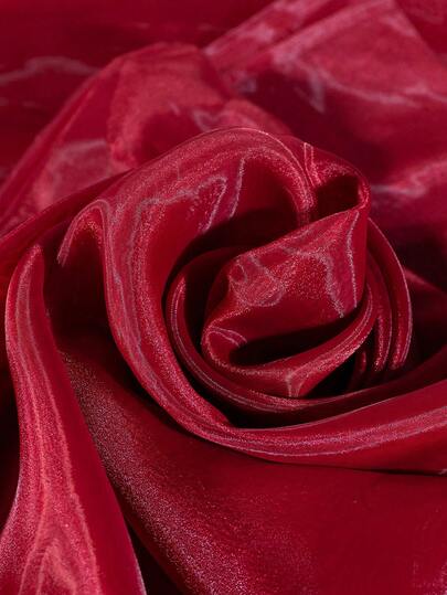 1pc Burgundy Semi-Transparent Organza Fabric, Silky Shiny Stiff Tulle For Wedding Dress DIY, Garment Sewing Crafts, Wedding Decor