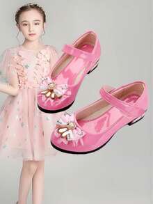 Zapatos para niñas, de punta redonda, adecuados para uso diario, baile, exterior y vuelta al colegio - Rosa - Ver 3