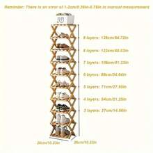 No-Installation Bamboo Shoe Rack - Foldable, Multi-Tier Design, 4-8 Layers, Space-Saving, Suitable For Small Spaces, Entryway Organization. Bamboo Material. Ideal Storage Rack. - Multicolor - View 10