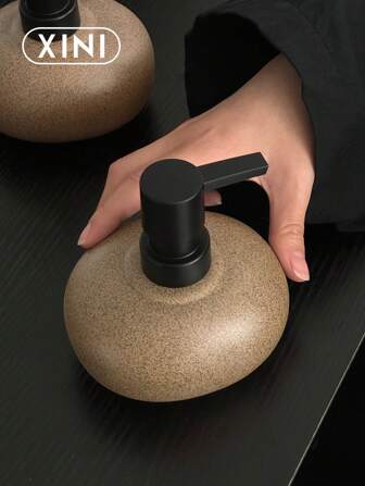 1pc Simple Design Ceramic Press Bottle, Suitable For Storing Lotion, Shower Gel, Shampoo In Bathroom, Kitchen, Vanity, Porch Counters. An Ideal Housewarming Gift For Newlyweds Or Sweet Present For Mother And Girls Bathroom Decor Fall Decor Back To School