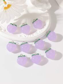 10pcs Cute Sweet Pink Peach Pendant, Suitable For Princess Style Earrings, Bracelets, Necklaces, Phone Chains And Other Accessories - Pink - View 4