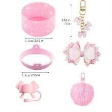 Set de 8 piezas de accesorios brillantes para vasos de 30oz y 40oz, que incluye tapa con cubierta de silicona para pajilla, correa de manija para botella de agua, cadena de encanto, gancho con forma de corazón, funda para vaso, lazo decorativo para pajilla - Regalo ideal para el Día de San Valentín, Día de la Madre, útiles escolares