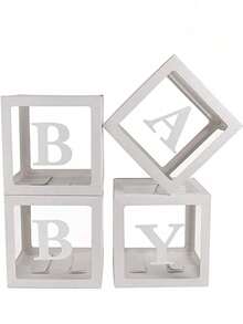 4 Pieces, Multiple Colors, Baby Box With Letters, Transparent Decorative Block Box For Displaying Gender, Transparent Balloon Box Background Suitable For Baby Showers And Birthday Parties - Multicolor - View 13