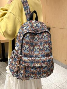 Women's Simple Large Capacity Classic Backpack Flower Big Bag - Multicolor - View 2