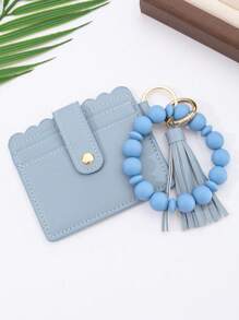 Cartera con flecos, monedero con muñequera, unicolor, estilo de moda, portátil, resistente a los arañazos, monedero con muñequera, portador de tarjetas de identificación para mujer, cartera, cartera mini, monedero