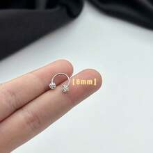 Minimalist Refined Stainless Steel U/C-Shaped Cartilage Earrings With Full Rhinestone, Fashion Ear Studs