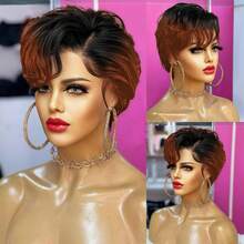 13*4 Lace Front Wigs Short Pixie Cut Wig Human Hair Wigs For Women 6inch Perfect For Daily Wear & Parties - S1/350 - 查看 2