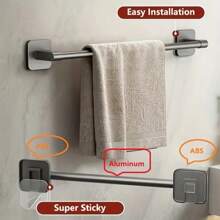 Towel Rack, Bathroom Wall Mounted Towel Holder Organizer Storage, No Drilling, Single Bar For Toilet/Washroom