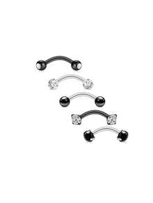 AVYRING 5 件眉毛耳钉珠宝 16G 耳环垂直唇钉唇饰弯曲杠铃眉环小肚环耳轮耳蜗海螺耳钉珠宝 - 彩色 - 查看 10