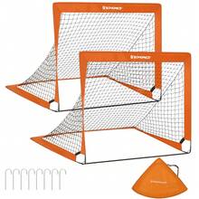 SONGMICS Set Of 2 Football Goal Foldable Football Net Quick Set Up Garden Classes Fiberglass Frame Oxford Polyester - Orange - View 6