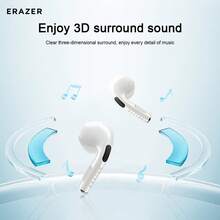 Lenovo Auriculares inalámbricos ERAZER HT18 blancos, Bluetooth 5.4 con baja latencia, calidad de sonido Hi-Fi para música, entrenamiento, e-sports, juegos y llamadas, diseño cómodo y elegante de semi in-ear, compatible con todos los dispositivos con Bluetooth - Unitalla - Ver 6