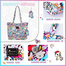 Tokidoki Shoulder Bag With Unicorno Keychain Tokidoki Canvas Tote Bag For Women Large Capacity Unicorno Casual Handbag For College Work Travel Shopping - 紅白色 - 查看 4