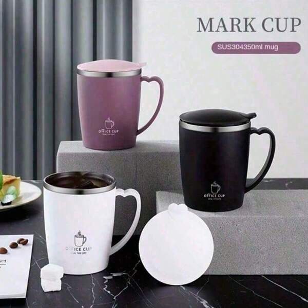 1pc 350ml Stainless Steel Travel Mug With Leak-Proof Lid, Insulated Hot/Cold Beverage Cup, Elegant Design For Outdoor Travel, Home & Office Use, Reusable For Latte, Coffee, Tea, Juice Back To School