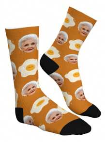 1 paire de chaussettes personnalisées 2025 nouvelle version, chaussettes intéressantes de type œuf poché, chaussettes personnalisées d'œuf au plat, chaussettes personnalisées avec motifs visages, cadeaux amusants et uniques pour les femmes et les hommes, chaussettes fantaisie pour la famille