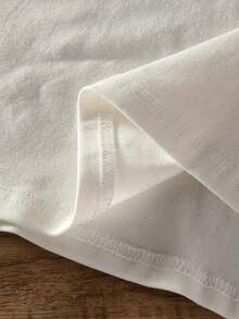 女士时尚字母印花T恤 - 休闲圆领短袖上衣，双面印花，适合日常穿着，女士休闲夏季服装 白色 - 白色 - 查看 5