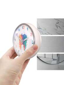 1 Pc, Suction Cup Refrigerator Clock, Small Bathroom Wall Mounted Suction Cup Waterproof Bathroom Clock, Suitable For Kitchen, Bathroom, Outdoor Portable Mini Clock Room Decor Clock Wall Wall Clock Bedroom Decor Dormitory Decor Back To School
