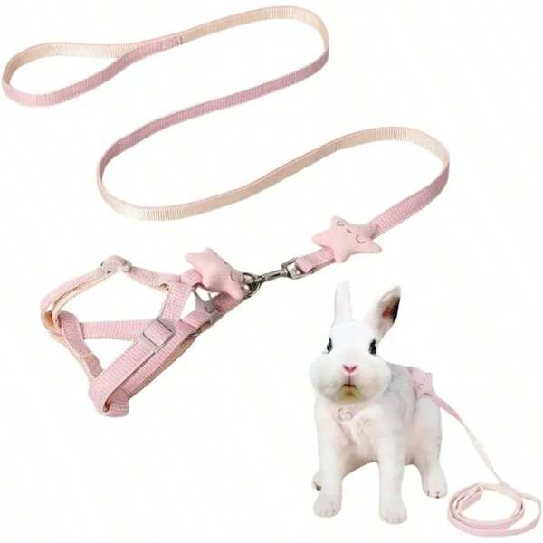 1 pièce Harnais de nylon réglable pour animal de compagnie, convient pour lapin, chat, chiot, chaton, furet - laisse confortable pour la promenade de petits animaux