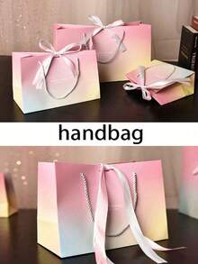 1 pièce/5 pièces/10 pièces Sacs cadeaux en papier de couleur dégradée avec nœud de ruban - Design élégant "Happy Time" convenant pour les cosmétiques, la Saint-Valentin, les mariages, les anniversaires et les occasions spéciales - Multicolore - Voir 8