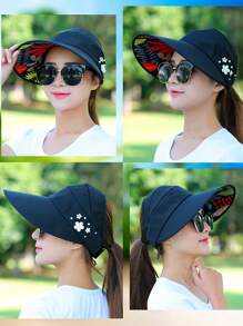 1pc Foldable Wide Brim Sun Hat, Fashionable Korean Style Bucket Hat, Outdoor Sports Sun Protection Hat, Tennis Sun Cap