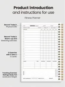 BUBU 1PC Fitness Journal Workout Planner, A5 Twarda okładka Workout Notebook do codziennego śledzenia sprawności fizycznej, wyznaczania celów, utraty wagi, zdrowych nawyków, pracy i domu, szkoły i artykułów biurowych Powrót do szkoły