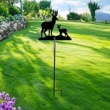 5ml Capacity Black Double Deer Silhouette Rain Gauge, Waterproof Outdoor Garden Lawn Rainfall Meter, Creative Yard Courtyard Decor Weather Station Gardening Tool