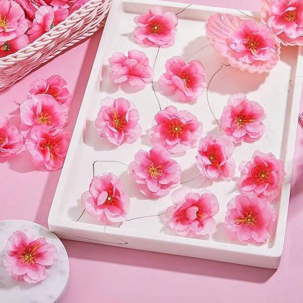 10/50 pièces Têtes de fleurs de cerisier artificielles en soie, fleurs de pêcher artificielles, fleurs de pêcher simulées, convient pour les accessoires DIY, la décoration de la chambre, du salon, de la chambre à coucher, du mariage et de la fête