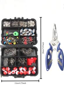 264 pièces Kit d'articles de pêche complet - Kit complet avec crochets de leurre, émerillons, lests et divers accessoires pour équipement de pêche des pêcheurs