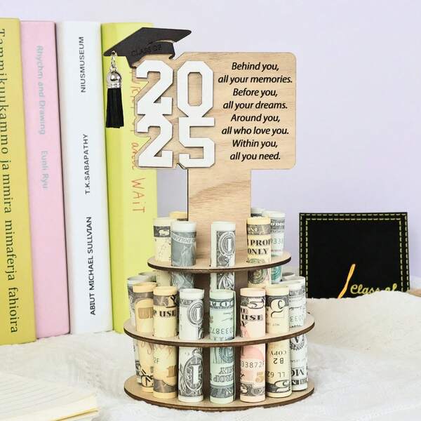 2025 Geldgeschenk für den Abschluss, mehrschichtige Holzgeldbörse, Abschlussgeschenk