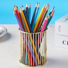 Pen Holder For Desk Gold Metal Pen Holder Makeup Brushes Cup Pencil Holders Office&Home Organizer,Back To School,School Supplies - one-size - View 3