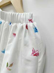 Conjunto de 2 piezas para niñas: Top de tirantes con estampado floral y falda larga, conjunto elegante de estilo campestre para vacaciones de verano