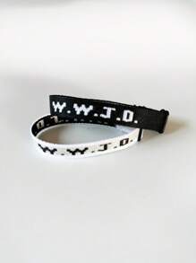 Set de 1/2/4 piezas Pulsera WWJD, Correa manual de colores aleatorios ¿Qué haría Jesús? Pulseras trenzadas hechas a mano bordadas, joyería cristiana inspiradora, muñequera deportiva unisex
