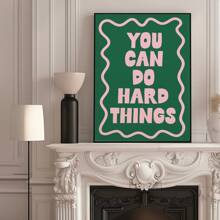 1pc, Canvas Hanging, Framed, Wall Arts, Posters, You Can Do Hard Things Art Print, Pink And Green Poster, Daily Reminder Affirmation Poster, Girly Bedroom Art, Dorm Decor, Home Office Decor, Room Decor