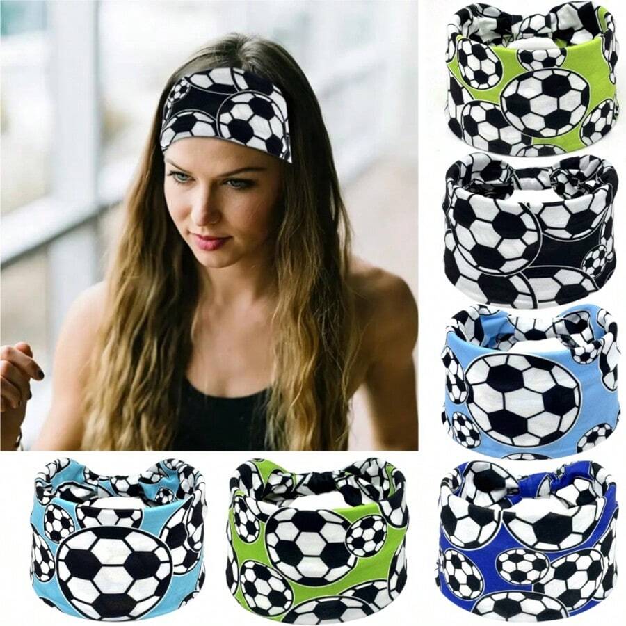 1 件/6 件女士瑜伽头带防滑足球/印花，透气十字交叉设计，圣诞节健身必备，运动赛事发带头巾头带吸汗带 - 彩色 - 查看 1