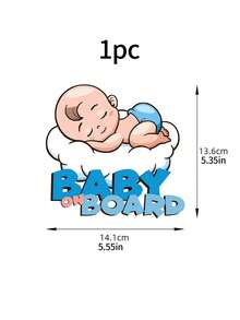 1pc Cartoon Cute Baby Sleeping In Car Baby On Board Warning Sticker, Car Decoration Decal - Multicolor - View 6