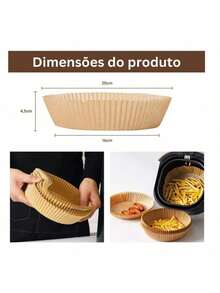 25/50/100/200件方形一次性空气炸锅内胆、纸质空气炸锅内胆、纸质篮碗、烤盘、烤箱配件、烘焙工具、厨房小工具、厨房配件 - 本色圓形 - 查看 8